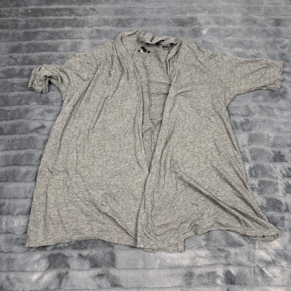 Express Dreamweight Cotton Gray Open Front Short Sleeve Cardigan Small 13637